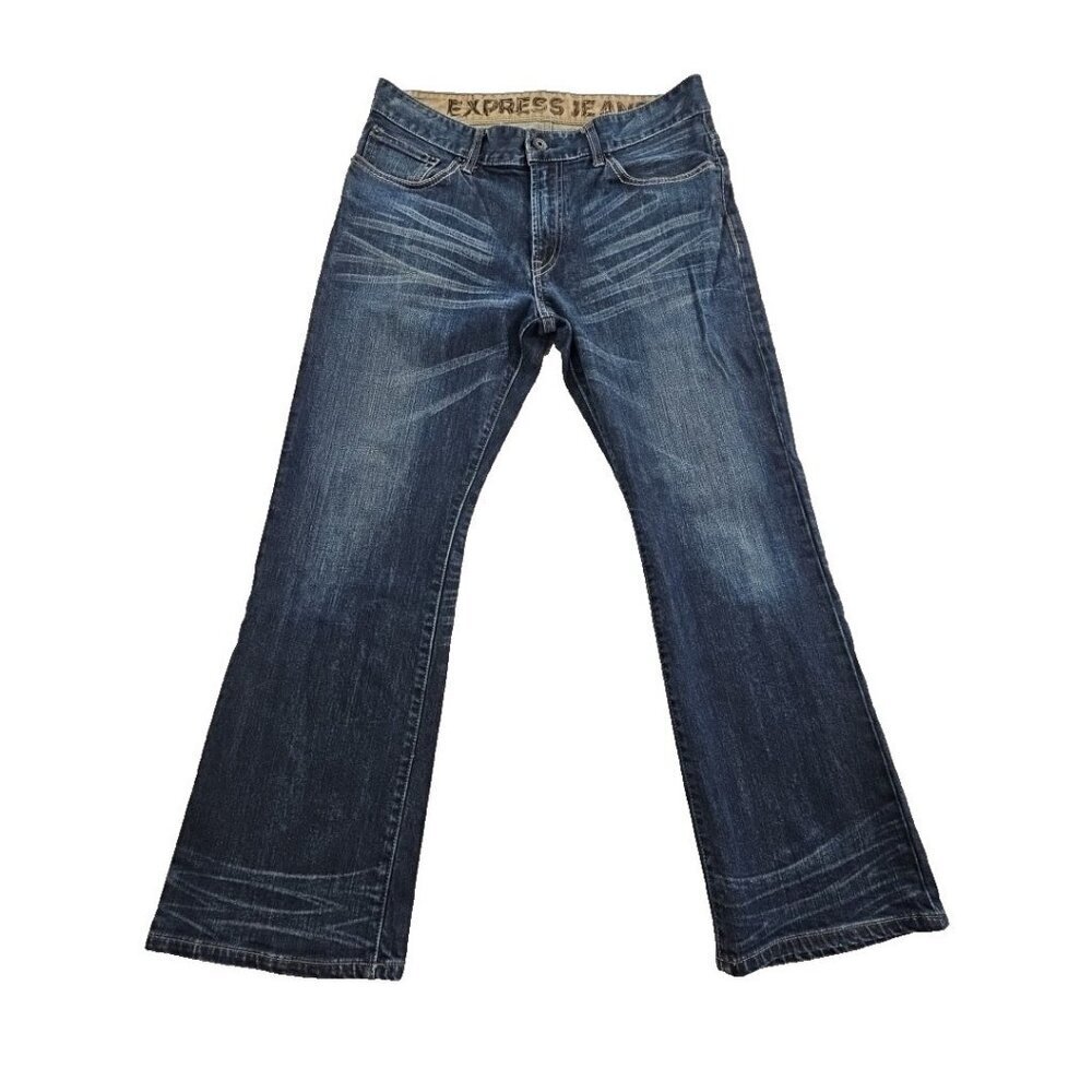 Express Jeans Men's 33x30‎ Classic Straight Leg Medium Wash EUC Y2K Retro Street